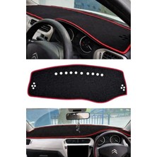 MarkEntegra Peugeot 301 Uyumlu Ön Gösterge Paneli Torpido Kaplama Koruma Halısı Örtüsü - Kırmızı Kenarlı