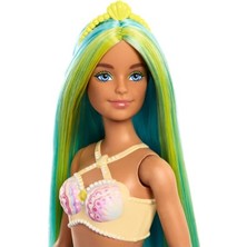 MarkEntegra Barbie Bebek Mavi ve Sarı Renkli Saçları, Turkuaz Kuyruğu ve Saç Aksesuarıyla Barbie Deniz Kızı Bebek HRR03