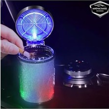 MarkEntegra Üniversal 7 Renkli Rgb LED Işıklı Lüx Oto Küllük Kapaklı Spor Araç Içi Küllük Araba Küllüğü