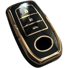 MarkEntegra Autohan Keys Toyota C-Hr, Camry, Corolla Cross, Prius, Prado, Rav4, Hilux ile Uyumlu Anahtar Kılıfı, Siyah Gold