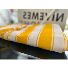 MarkEntegra Branda Balkon Perdesi Kornişli ve Bağcıklı Fon Perde,sarı-Beyaz 280 x 210