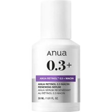 Anua Retinol 0.3% + Niacin Renewing Serum 30 ml – Kırışıklık & Leke Görünümü Karşıtı, 8 Peptitli Retinol Serum