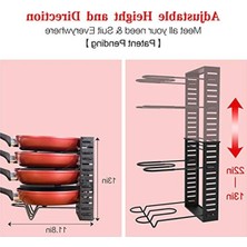 MarkEntegra Tencere Rafları, Kaymaz Ayaklı 10 Katlı Ayarlanabilir Yükseklik, 6 Dıy Yöntemi, Genişletilebilir Mutfak Dolabı Kiler Tavaları ve Tencere Kapağı Düzenleyici Raf Tutucu, Siyah