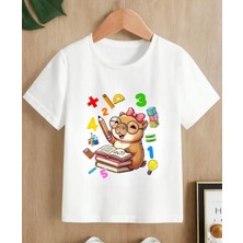 Nigrum Pardus Nıgrum Pardus Yeni Sezon Matematik Dehası Capybara Baskılı %100 Pamuk Kız Çocuk T-Shirt