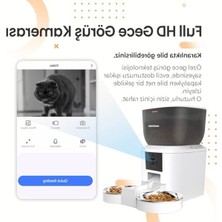 MarkEntegra Haustier QQ029-DUAL 1080P Gece Görüş Kameralı Akıllı Kedi Mama Kabı, Tuya App-Wifi Uzaktan Kontrol, Sesle Çağırma, 2.4ghz/5ghz, 4lt Hazne, Çift Metal Kase (Beyaz)          [enerji Sınıfı A+]