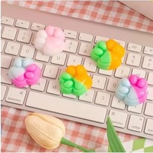 MarkEntegra 4 Adet Minik Kedi Patisi Pufi Taba Squishy Stres Oyuncağı Pati Sukuşi