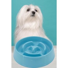 MarkEntegra Yavaş Mama Kabı Kedi ve Köpek Için | Yavaş Besleyici Mama Tabağı | Anti-Tıkanma, Kaymaz Taban | 375 ml (Açık Mavi)