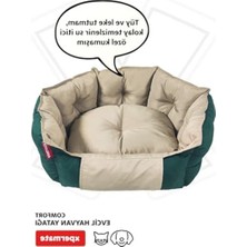MarkEntegra Xpermate Biscuit Kedi Yatağı ve Köpek Yatağı Tüy Tutmaz Kumaş,su Itici Kumaş (Yeşil - Bej)