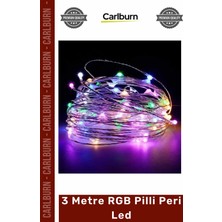 Carlburn #periled Renkli Dekoratif Bakır Tel Işıklandırma Yılbaşı Süsleme 3 Metre Rgb Pilli Peri LED