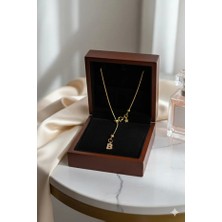 Arsaley Taşlı Harf Charm ve Mini Yıldız Altın Kaplama Asansör Gold Kadın Kolye Sevgililer Günü(Açıklama)