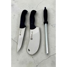 SürLaz 3 Parça Mutfak Kasap Seti Isme Özel Zırh Soğan Satırı Kasap Bıçağı ve Ev Tipi Masat (Isim Yazılabilir Set)