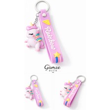 Işıltı Sepeti Unicorn ve Gökkuşağı Tasarımlı Anahtarlık