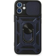Uray Store Apple Iphone 12 Mini Kılıf Pars Lens Yüzüklü Silikon - Lacivert