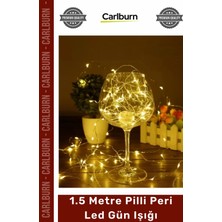 Carlburn #periled Dekoratif Bakır Tel Masa Süsleme Sıcak Beyaz Işık 15 Metre Pilli Peri LED Gün Işığı
