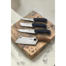 SürLaz 4 Parça Mutfak Bıçak Kurban Seti 3 Kasap Bıçağı ve Isme Viking Şef Bıçağı