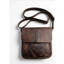Galande Hakiki Deri Vintage Postacı Çantası Kahverengi Ergonomik Tasarım ile Günlük Kullanım İçin