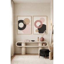 Tontilika Modern Minimalist Geometrik Soyut 2’li Ahşap Çerçeveli Tablo Seti