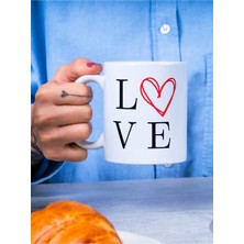 Işıltı Sepeti Love Temalı Seramik Kupa Bardak