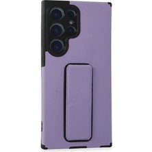 Uray Store Samsung Galaxy S23 Ultra Kılıf Mega Standlı Silikon - Lila