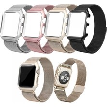 Nevamel Ally Apple Watch 6-5-4 44MM Watch Ultra 49MM Metal Kayış Milano Loop+Metal KILIF-(5775)