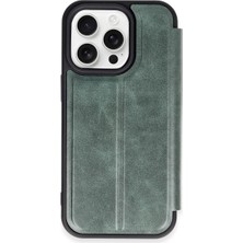 Uray Store Apple Iphone 14 Pro Max Kılıf Flip Cover - Koyu Yeşil
