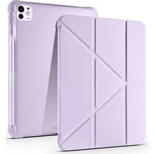 Uray Store Apple Ipad Air 13 (2024) Kılıf Kalemlikli Mars Tablet Kılıfı - Lila