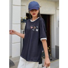 Nigrum Pardus Nıgrum Pardus Özel Seri Minimal Magnetler Baskılı %100 Pamuk Büyük Beden Kadın T-Shirt