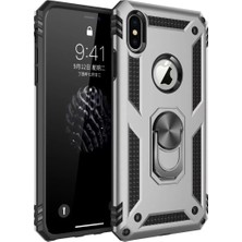 Derin Stok Newface Iphone Xs Kılıf Sofya Yüzüklü Silikon Kapak - Gümüş