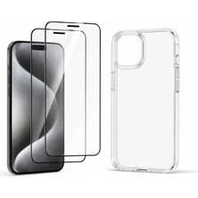 Yağızgil iPhone 11 / 12 / 13 / 14 Uyumlu 2 Adet Kırılmaz Cam + Şeffaf Silikon Kılıf Seti Tam Koruma