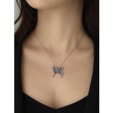 Herşey Nota Butterfly Figürlü Kadın Kolye Parlak Metal Tasarım Şık Hediye Kolyesi
