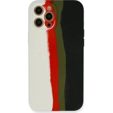 Derin Stok Newface Iphone 12 Kılıf Ebruli Lansman Silikon - Beyaz-Siyah