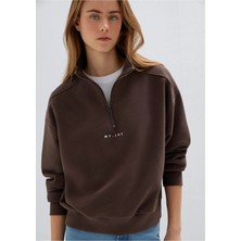 Mavi Mvjns Nakışlı Yarı Fermuarlı Kahverengi Sweatshirt 1S10533-71603