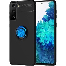 Derin Stok Newface Galaxy S21 Kılıf Range Yüzüklü Silikon - Siyah-Mavi