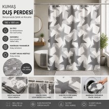 Generic Yıldız Desenli Kumaş Duş Perdesi – Su Itici %100 Polyester