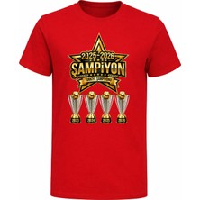 Efendioğlu Design Kısa Kollu 2025-2026 Büyük Yıldız Türkiye Şampiyonu Baskılı 5 Yıldız Çocuk T-Shirt