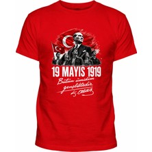 Efendioğlu Design Kısa Kollu Bütün Ümidim Gençlikte Atatürk ve Gençler Baskılı 19 Mayıs 1919 Çocuk T-Shirt