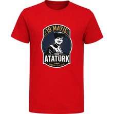 Efendioğlu Design Kısa Kollu Samsun Ilk Adım Yuvarlak Baskılı 19 Mayıs Atatürk Baskılı Pamuklu Çocuk T-Shirt