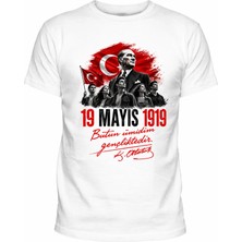 Efendioğlu Design Bütün Ümidim Gençlikte Atatürk ve Gençler Baskılı 19 Mayıs 1919 T-Shirt