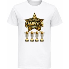 Efendioğlu Design Kısa Kollu 2025-2026 Büyük Yıldız Türkiye Şampiyonu Baskılı 5 Yıldız Çocuk T-Shirt