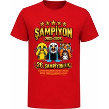 Efendioğlu Design Kısa Kollu Ağlayan Kuş Kartal Kaplan Şampiyon 2026 Baskılı Pamuklu Çocuk T-Shirt