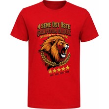 Efendioğlu Design Kısa Kollu Kükreyen Aslan 4 Sene Baskılı Pamuklu Şampiyon 2025-2026 Baskılı Çocuk T-Shirt