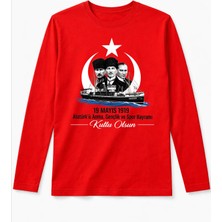Efendioğlu Design Uzun Kollu Bandırma Gemisi ve Atatürk 19 Mayıs 1919 Baskılı Pamuklu Çocuk T-Shirt