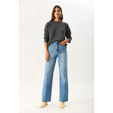 Vena Kadın Wanda Ekstra Yüksek Bel Med Blue Wide Leg Jean Pantolon %100 Pamuk - Med Blue