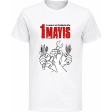 Efendioğlu Design 3 Yumruk 1 Mayıs Işçi Emekçi Bayramı Dayanışma Günü Baskılı Pamuklu T-Shirt