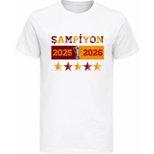 Efendioğlu Design Sarı Kırmızı Şampiyon 5 Yıldız Yazılı Pamuklu Yetişkin T-Shirt