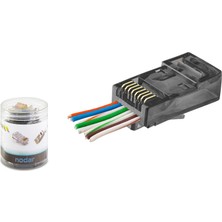 Cat6 Ez RJ45 Konnektör - 100 Adet Siyah / Özel Plastik Kutulu ND2402 Nemere