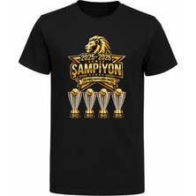 Efendioğlu Design Kısa Kollu 2025-2026 Büyük Yıldız Adanmış Hayatların Umudu Baskılı 5 Yıldız Çocuk Siyah T-Shirt