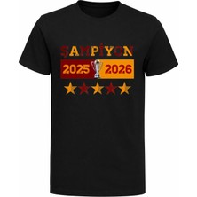 Efendioğlu Design Sarı Kırmızı Şampiyon 5 Yıldız Yazılı Pamuklu Yetişkin T-Shirt