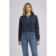 Vena Kadın Leona Nakış Detaylı Sweatshirt %100 Pamuk - Lacivert
