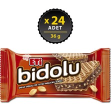 Eti Bidolu Kakao Kremalı Yer Fıstığı Parçacıklı Gofret 36 g x 24 Bitter Lezzetli Atıştırmalık